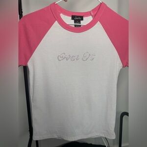 Justify Pink And White Gemstone Over It Top 90s Y2K